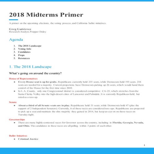 2018 Midterms Primer 