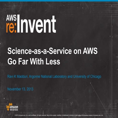 Science-as-a-Service - Talk at AWS re:Invent - Public Sector Breakfast