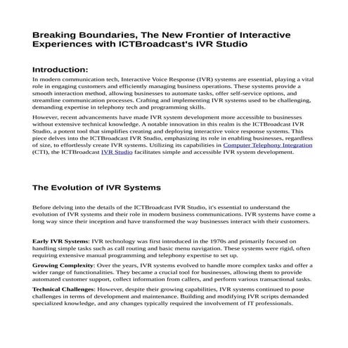 Breaking Boundaries, The New Frontier of Interactive Experiences with ICTBroa...