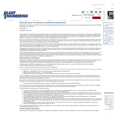 Breaking down the barriers to effective maintenance | plant engineering