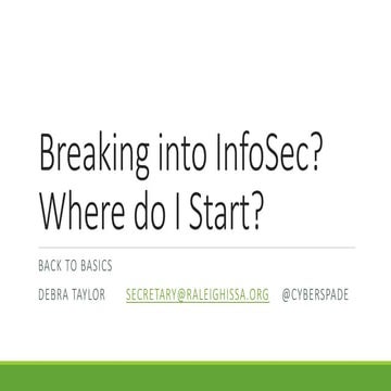 March 2014 B2B - Breaking into info sec