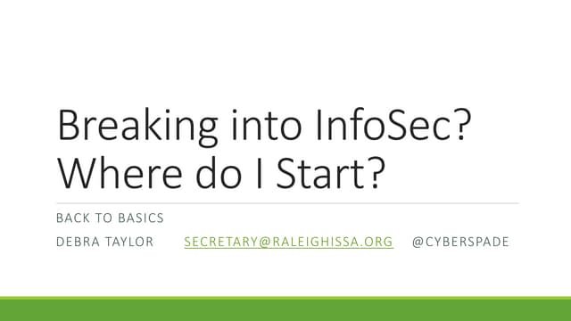 March 2014 B2B - Breaking into info sec