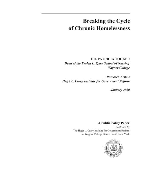 Breaking the Cycle of Chronic Homelessness (Patricia Tooker)