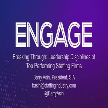 Breaking Through: Leadership Disciplines of Top Performing Staffing Firms - B...