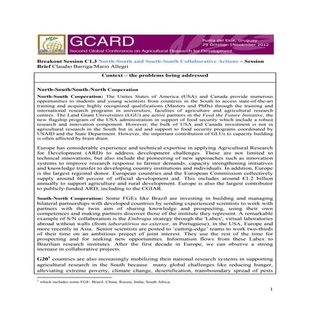 Breakout session   north-south and south-south collaborative actions