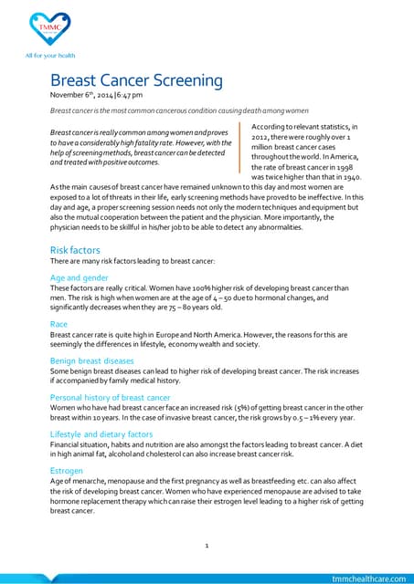 Breast cancer risk factors and prevention | PDF