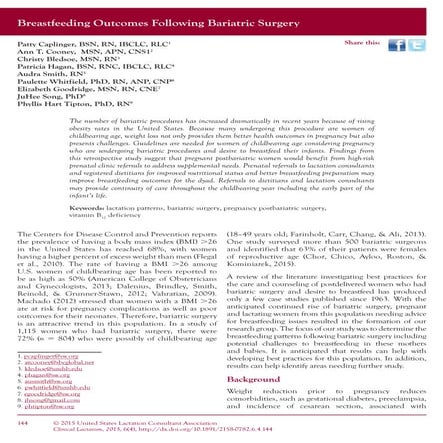 Breastfeeding &amp; bariatric surgery / Amamentação em nutrizes submetidas ...
