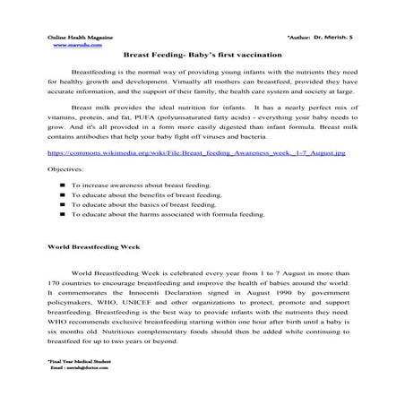 Breast Feeding- Baby's First Vaccination.