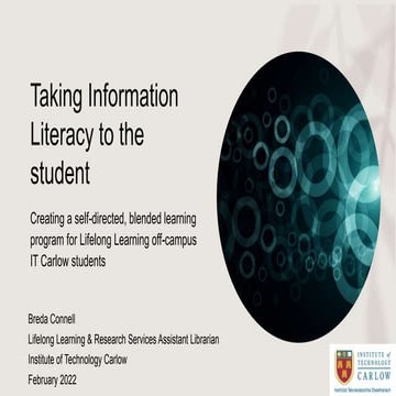 Taking Information Literacy to the student: Creating a self-directed, blended...