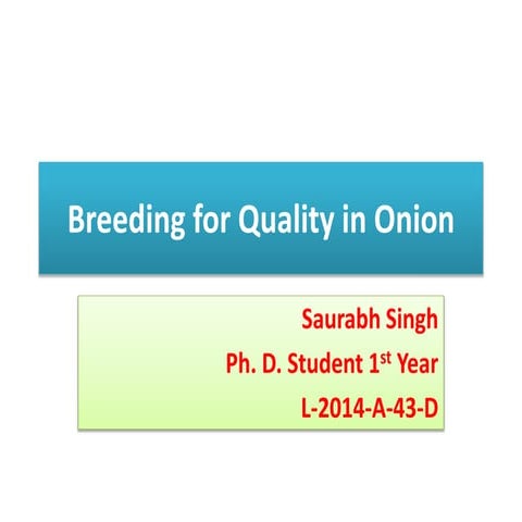 Breeding for quality in onion