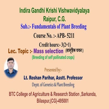 Breeding of self pollinated crops