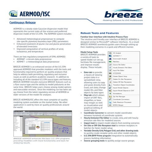 BREEZE AERMOD ISC Tech Sheet