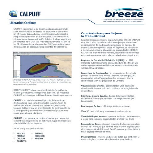 BREEZE CALPUFF Tech Sheet: Espanol | PDF
