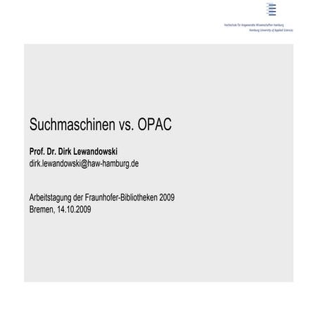 Suchmaschinen vs. OPAC