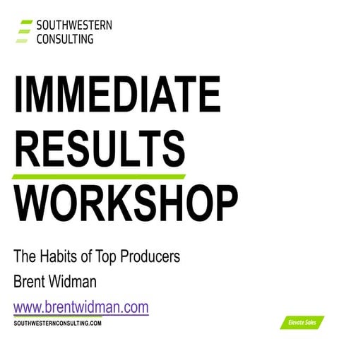 Habits of Top Producers: Brent Widman, Southwestern Consulting