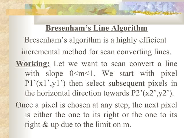 Bresenham's line algo.