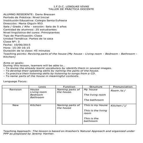 Lesson Plan Kinder 3 | DOCX