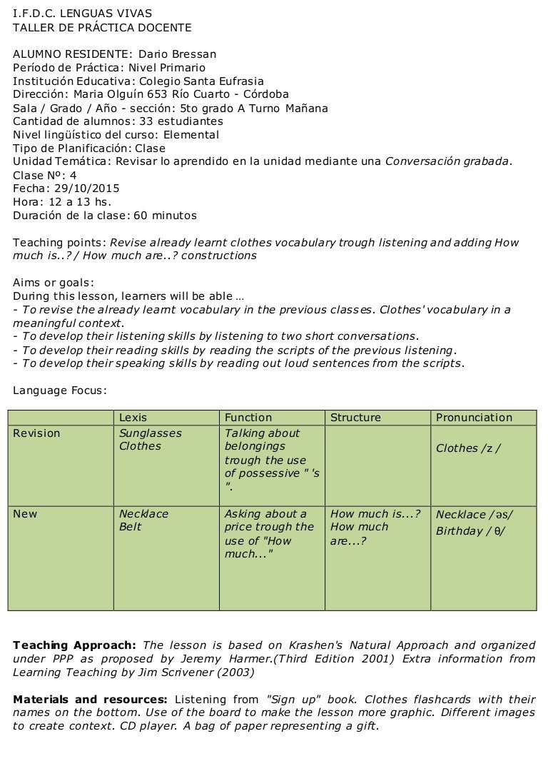 Lesson Plan Primary 4 Lesson Plan Primary 4