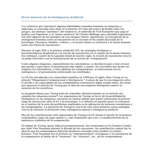 Breve historia de la inteligencia artificial