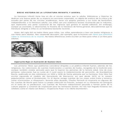 Breve historia de la literatura infantil y juvenil