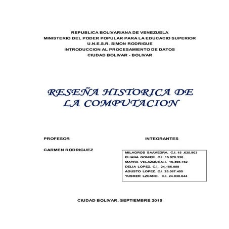 Breve resumen de la historia de la computacion