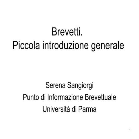 Brevetti Piccola introduzione generale