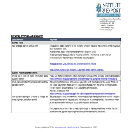 Brexit Questions & Answers