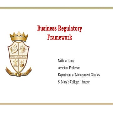 Managememnt studies:Business Regulatory Framework