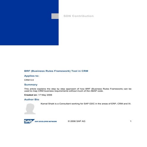 BRF (Business Rules Framework) Tool in CRM