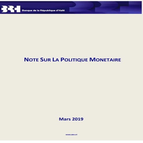 BRH Haiti Note sur la Politique Monetaire Mars 2019 | PDF