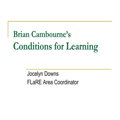 Brian Cambourne’S Conditions Of Learning