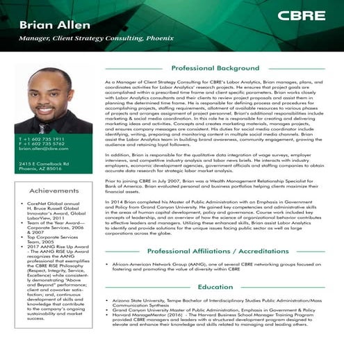 Brian Allen Professional Bio 