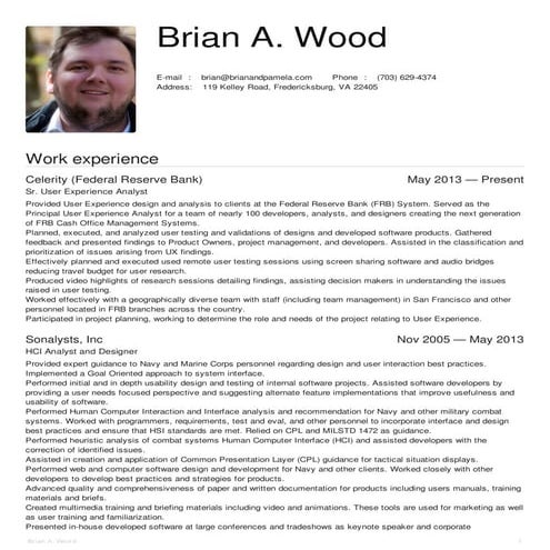 Brian A Wood UX Resume