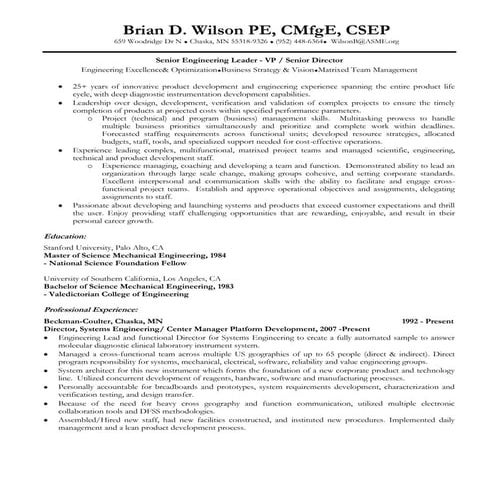 Brian D. Wilson  resume 2014