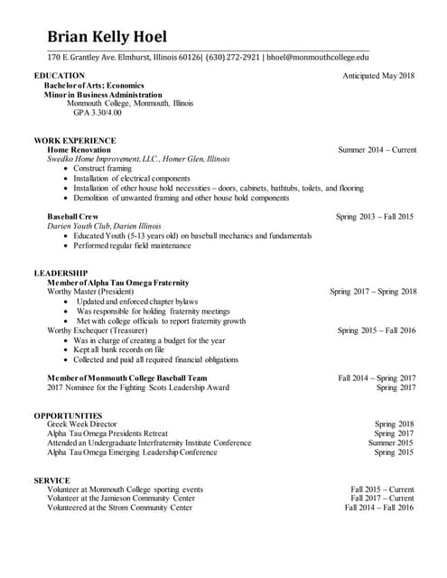 Brian Hoel Resume 2018 PDF - Brianhoelresume2018 180224234444 Thumbnail 