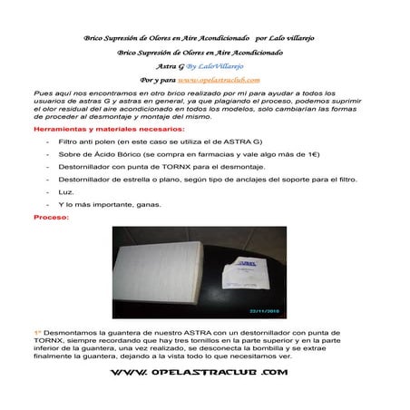 Brico supresión de olores en aire acondicionado