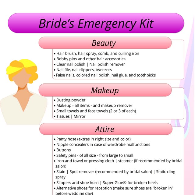 Bride's Emergency Kit Checklist PDF