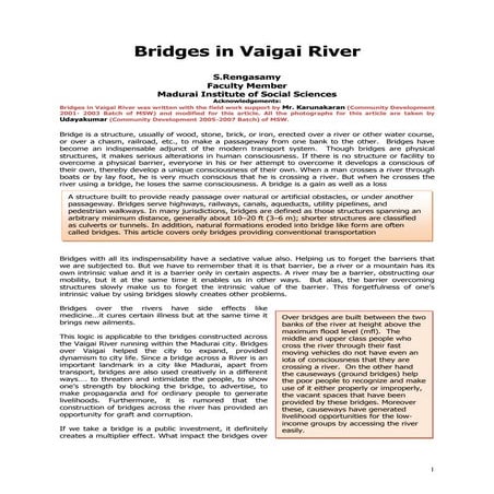 Bridges in Vaigai River