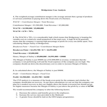 Bridgestone Behavioral Health Centre Case Study Solution