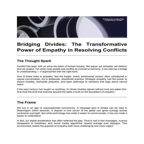 Bridging Divides: The Transformative Power of Empathy in Resolving Conflicts