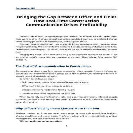 Bridging the Gap Between Office and Field How Real-Time Construction ...