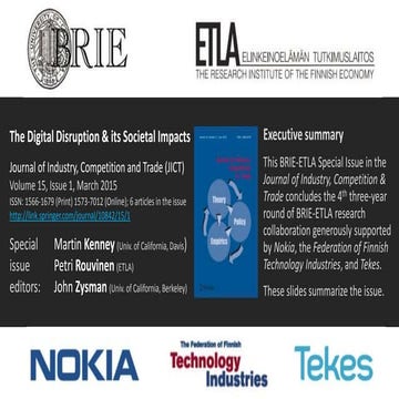 Summary of March 2015 BRIE-ETLA Special Issue in the Journal of Industry, Com...