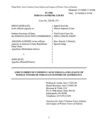 Brief - Amicus Curiae (Common  Cause of Indiana))