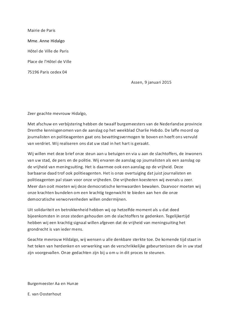 Brief aan burgemeester parijs 91