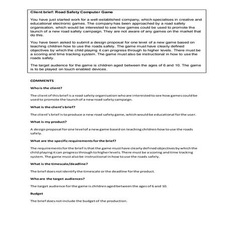 Example client briefs | DOCX