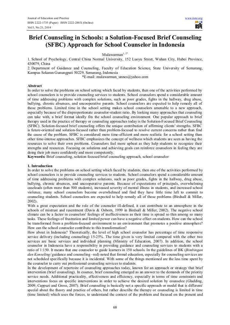 Brief counseling in schools