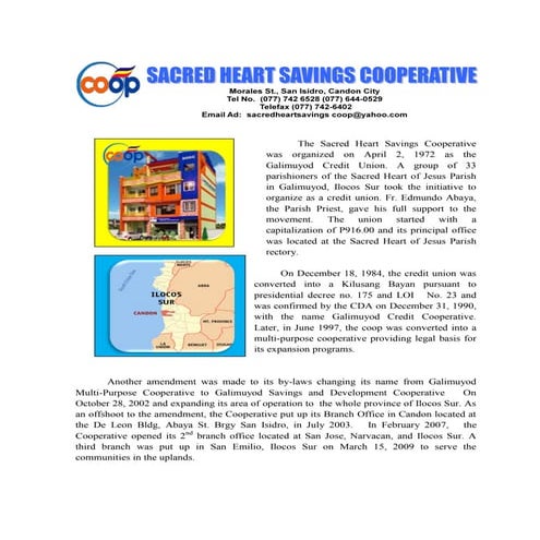 Brief History of the Sacred Heart Savings Cooperative