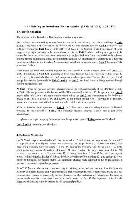 IAEA Briefing on Fukushima Nuclear ...