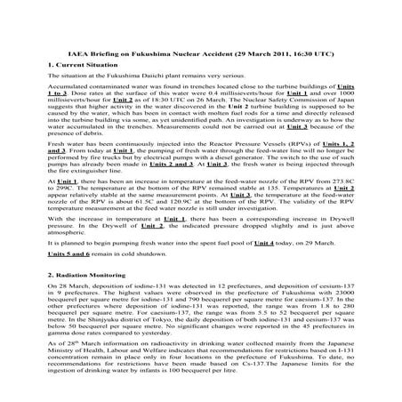 IAEA Briefing on Fukushima Nuclear Accident (29 March 2011, 16:30 UTC)