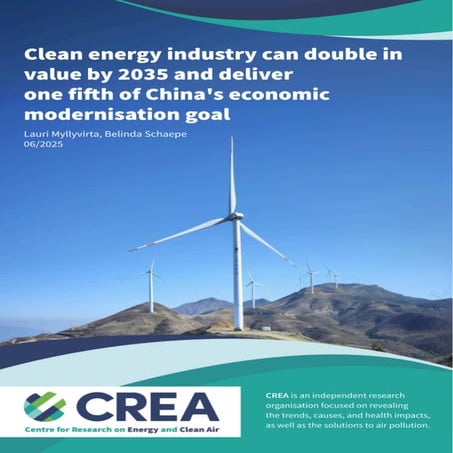 CREA Publication: China Clean Energy Industry Can Double in Value by 2035